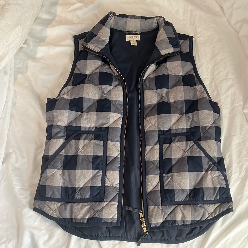 J.Crew Navy And Gray Checkered Vest